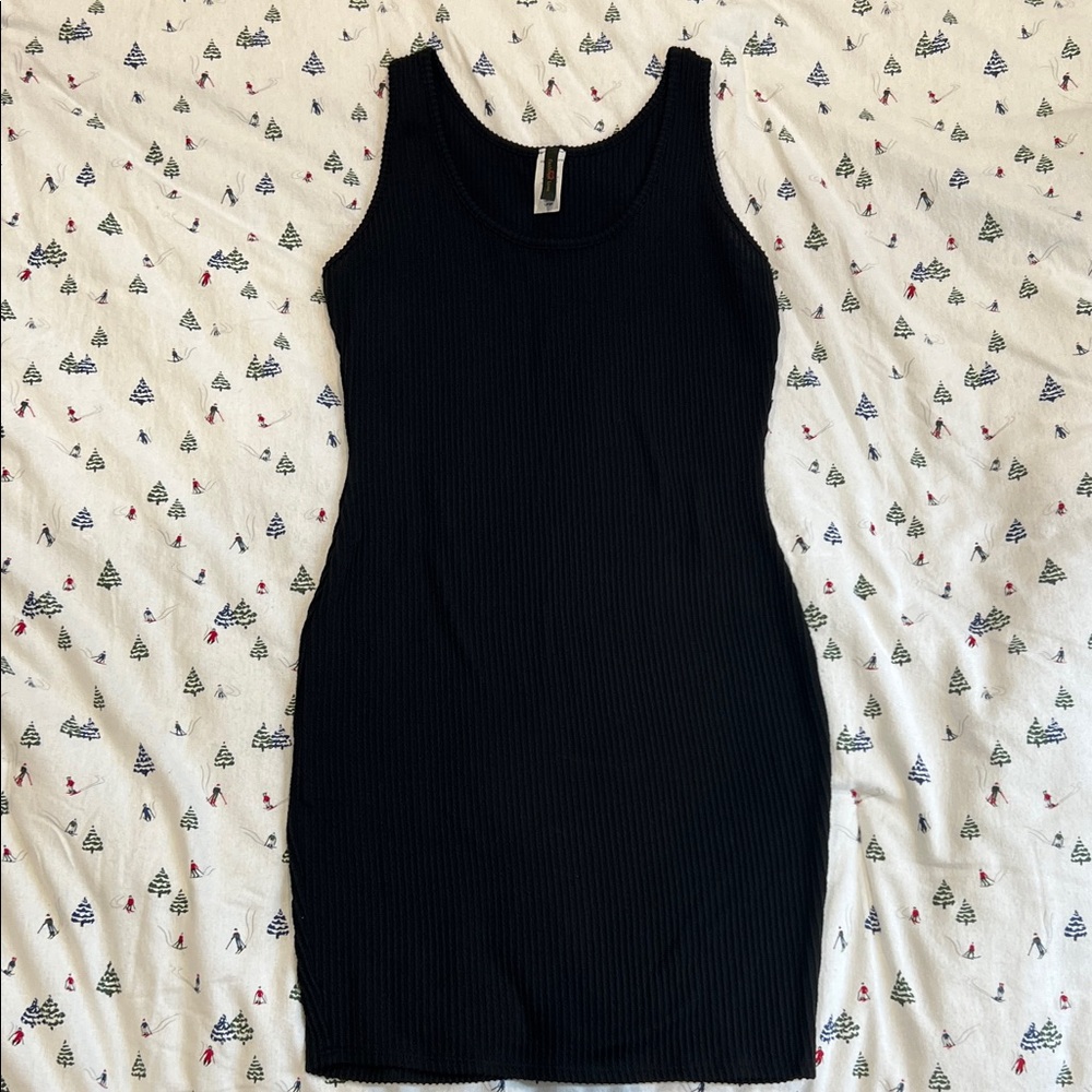 Classic Black Ribbed Mini Dress
